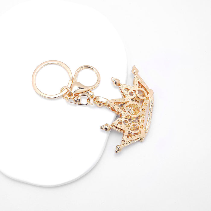 Wholesale Zinc Alloy Crystal Crown Keychain Stylish Car Key Accessory MOQ≥2