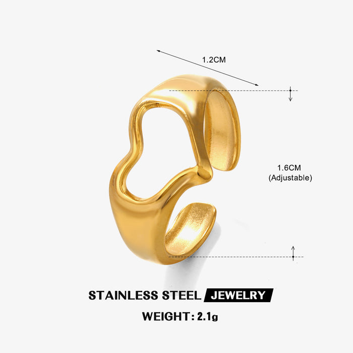Wholesale Stainless steel female hip hop Gold Plated Rings Adjustable rings