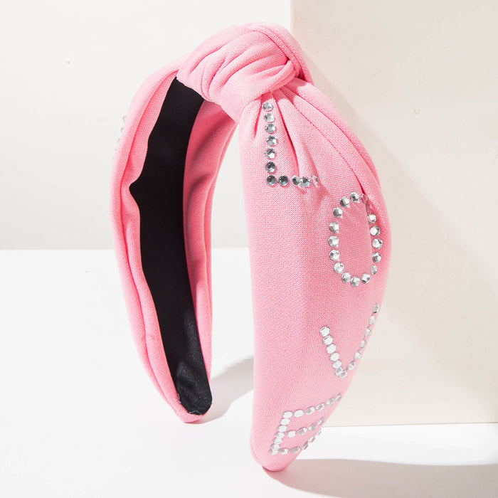 Wholesale Valentine' s Day pearl-embellished " LOVE"  letter knot headband