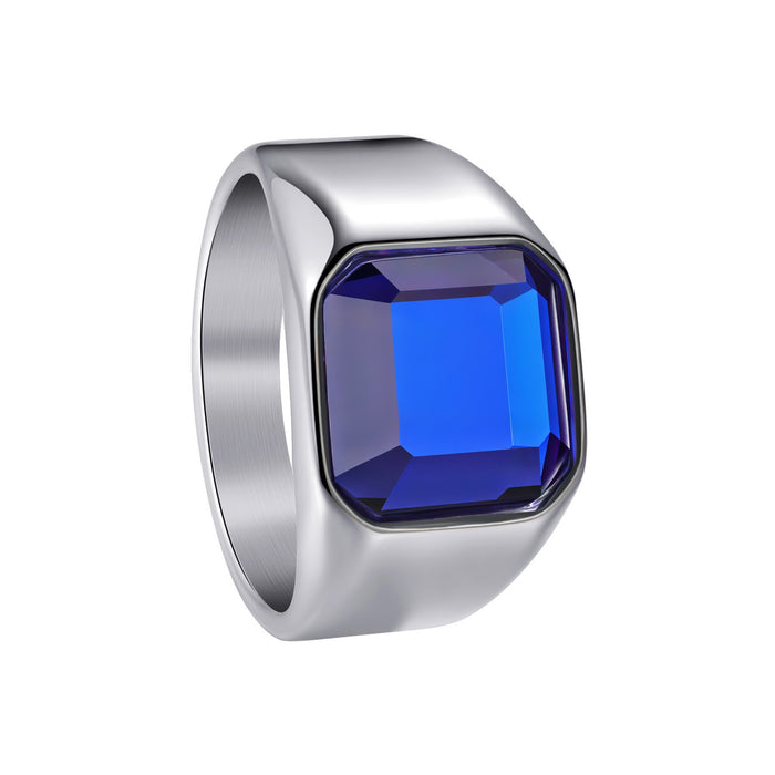 Wholesale Titanium Steel Electroplated Men' s Ring with Multi-Color Stones - Boutique Resale
