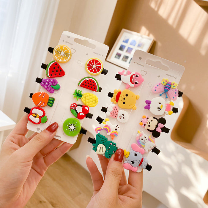 Wholesale 10 pcs soft rubber fruit-themed cute cartoon kids' hair clips