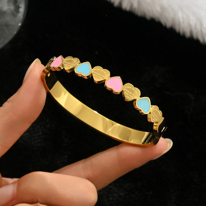 Wholesale Gold Tone Titanium Steel  Bangle Set With Rhinestone Row Trendy Jewelry Accessory For Party Or Everyday Gift