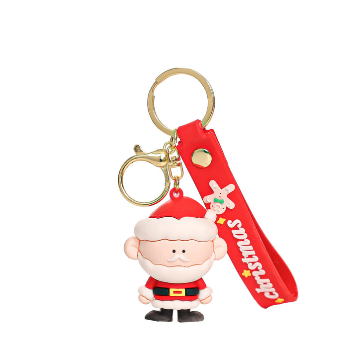Wholesale Cute Christmas Couple PVC Keychain Epoxy Doll Charm for Backpack Car Key Decorative Accessory Gift MOQ:2
