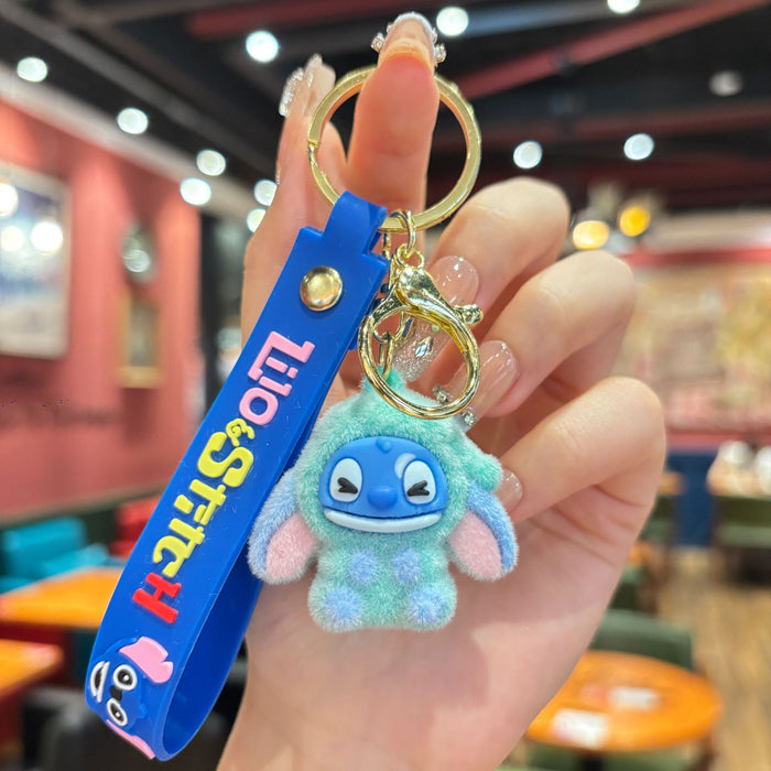 Wholesale Cartoon flocking  keychain student bag keychain car keychain couple pendant