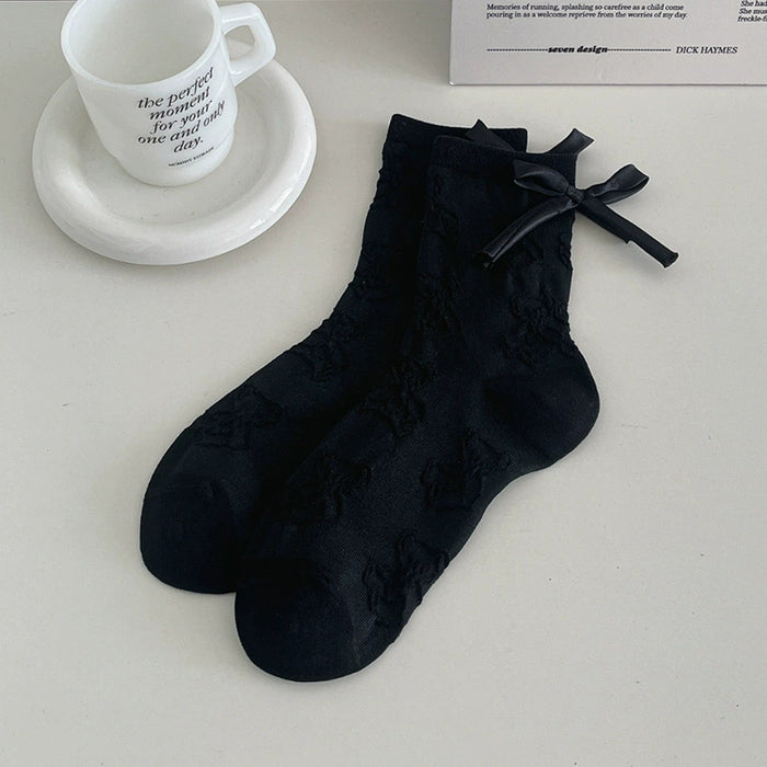 Wholesale Bow shaped mid tube socks with boneless pile socks