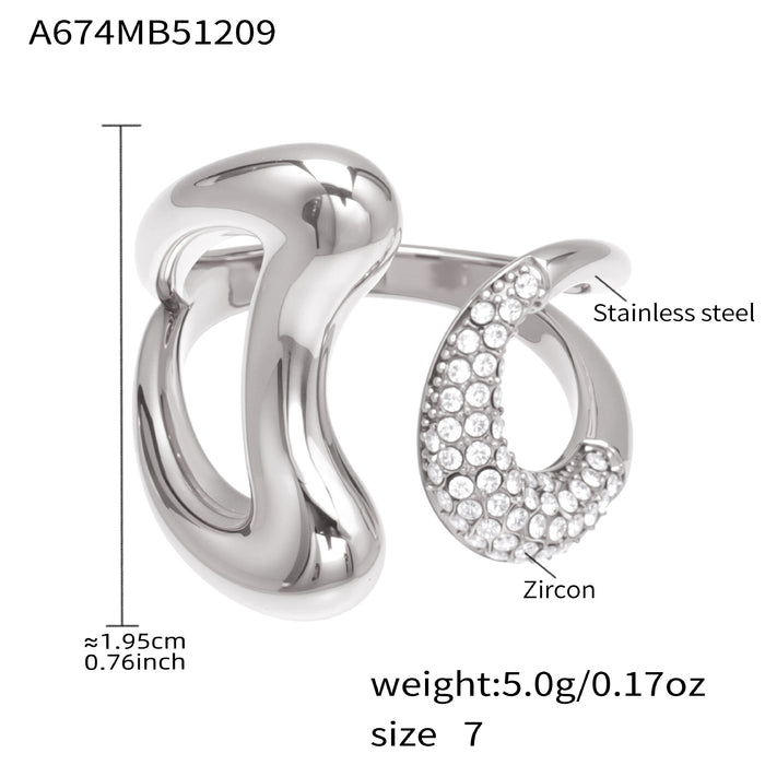 Wholesale Open Stainless Steel Ring with Fine Diamond Setting