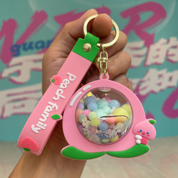 Wholesale Acrylic oiled peach keychain couple bag pendant car keychain pendant small gift