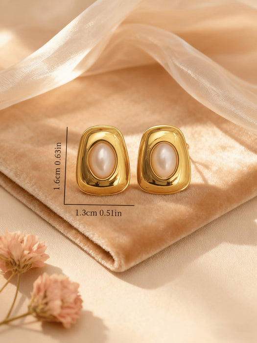 Wholesale Stainless Steel Geometric Oval Golden Earrings for Women