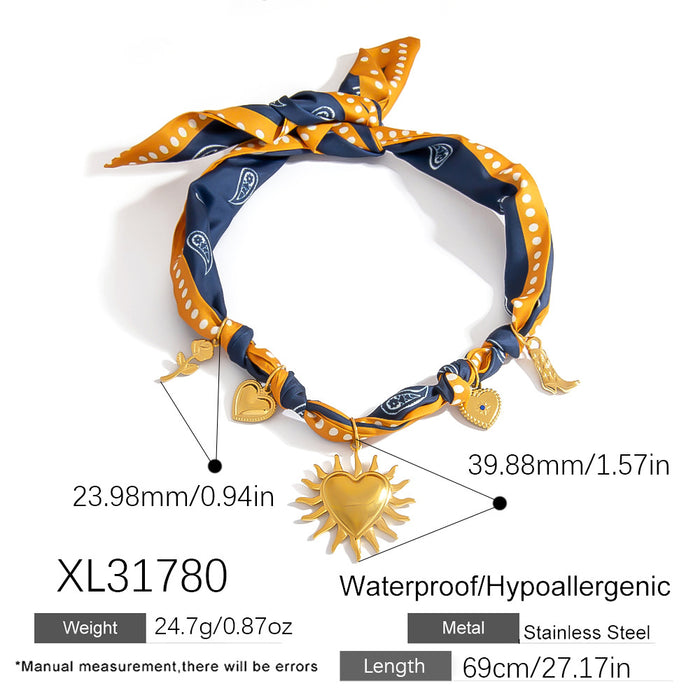 Wholesale Titanium Steel Necklace  Gold Accessible Luxury High-End Sun Flower Silk f Titanium Steel Color-Preserving Clavicle Chain Necklace