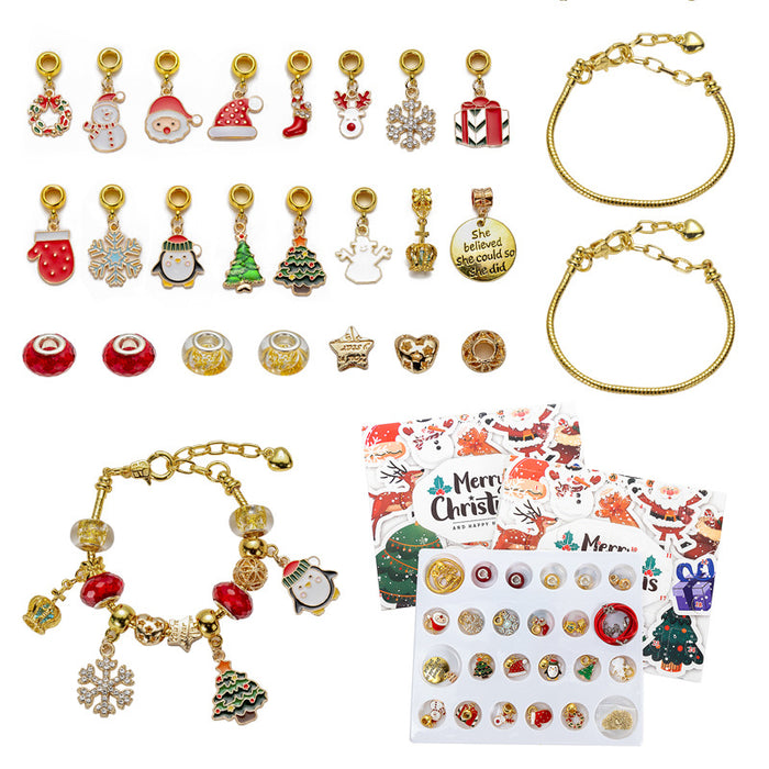 Wholesale Christmas DIY Bracelet Blind Box Gold 31 Grid Advent Calendar Jewelry Accessory Gift