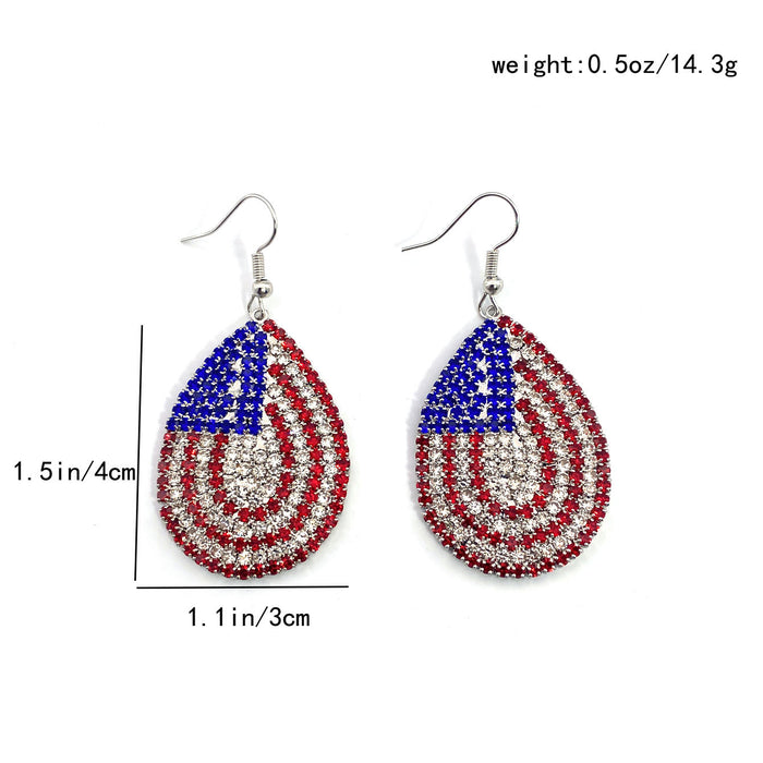 Wholesale Jewelry Fashion Flag Round Earrings Inlaid Party Daily