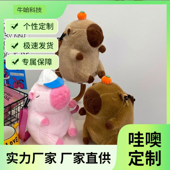 Wholesale Plush Capybara Backpack Cute Crossbody Handbag Female Cartoon Student Small Backpack