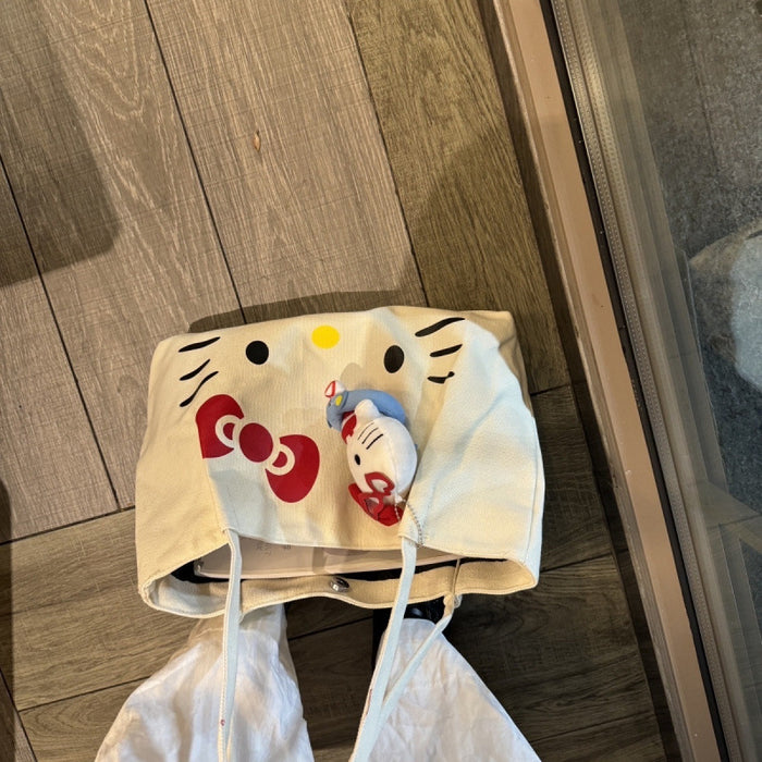 Wholesale Cute canvas bag one shoulder large capacity portable cartoon tote bag thick canvas