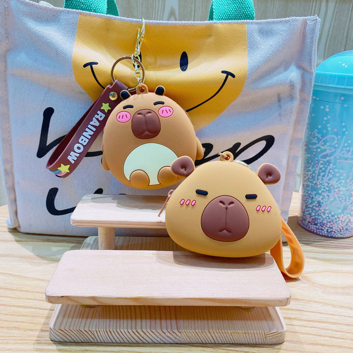 Wholesale Cartoon  Silicone Coin Purse Keychain Cute  Storage Bag Student Card Bag Keychain