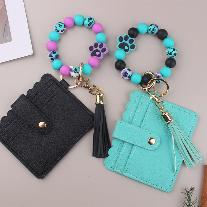 Wholesale Cartoon Dog Claw Card Bag Jewelry Beaded DIY Dog Claw Silicone Bracelet Bracelet Wallet Keychain Pendant