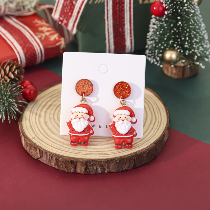 Wholesale Cute cartoon bubble shape Christmas earrings niche holiday party atmosphere earrings