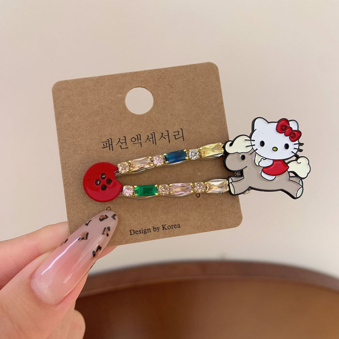 Wholesale Hair Clip Colorfulful Crystal Cat Bangs Side Clip Colorful crystal cat bangs hairpin