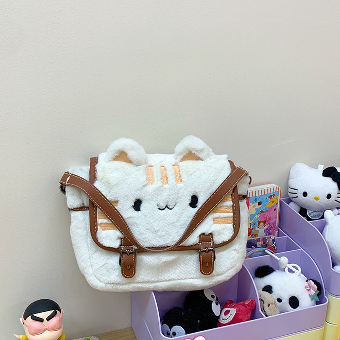 Wholesale Cute Cat Plush Small Bag Women's Popular Cartoon Doll Clutch Bag for Women