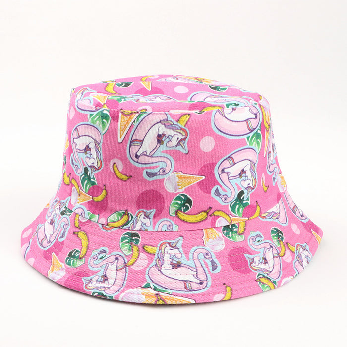 Wholesale Autumn New Cotton Cartoon Printed Flat-top Hip-hop Fisherman Hat Men's and Women's Sunshade Basin Hat