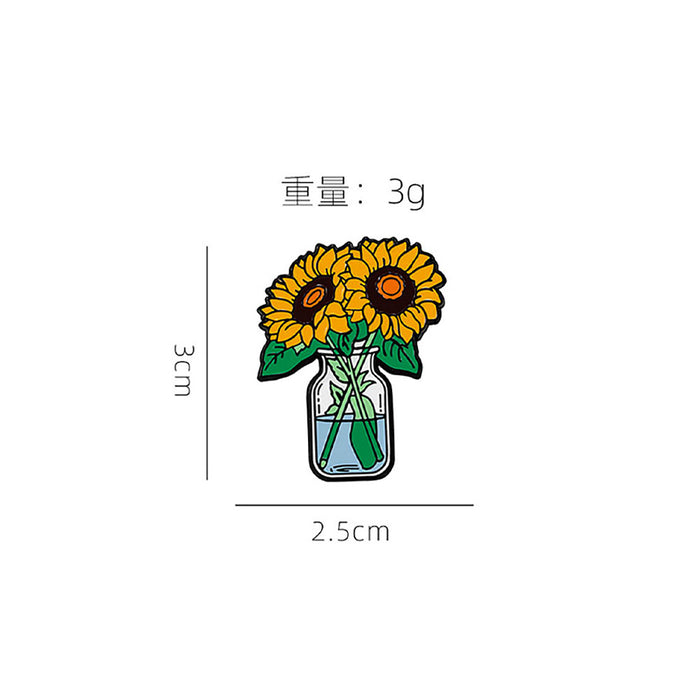Wholesale Cute Plant Flower Brooch Cartoon Tulip Peony Metal Badge
