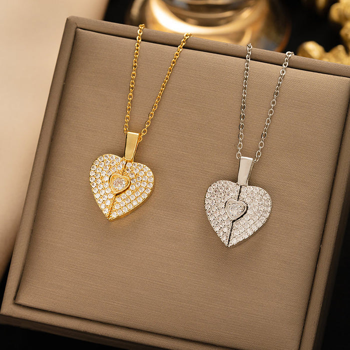 Wholesale Titanium Steel heart necklace Opening and Closing Necklace for Women choker necklace Jewelry