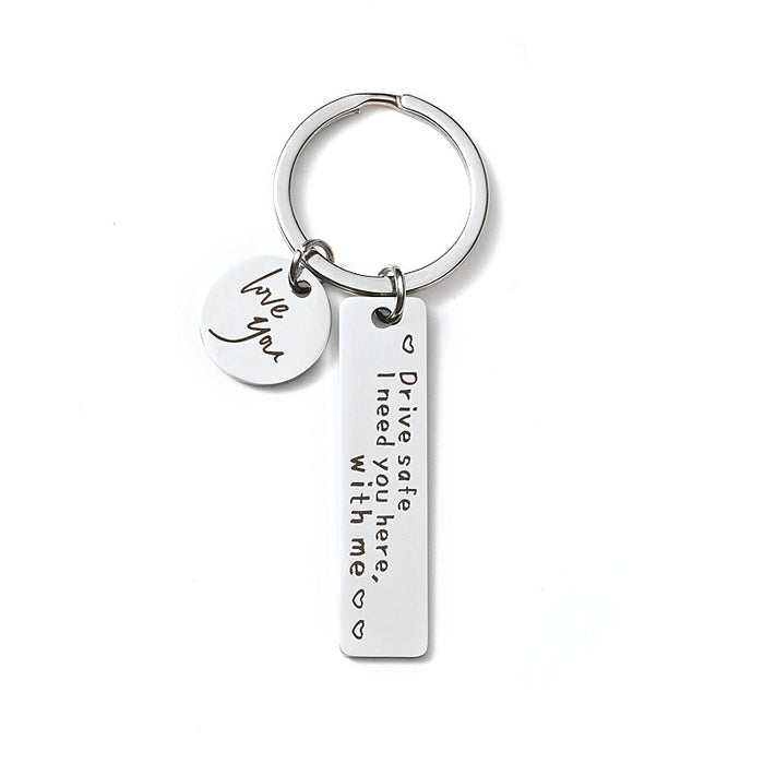 Wholesale Drive Safe Driving Stainless Steel Keychain JDC-KC-LinHeng001