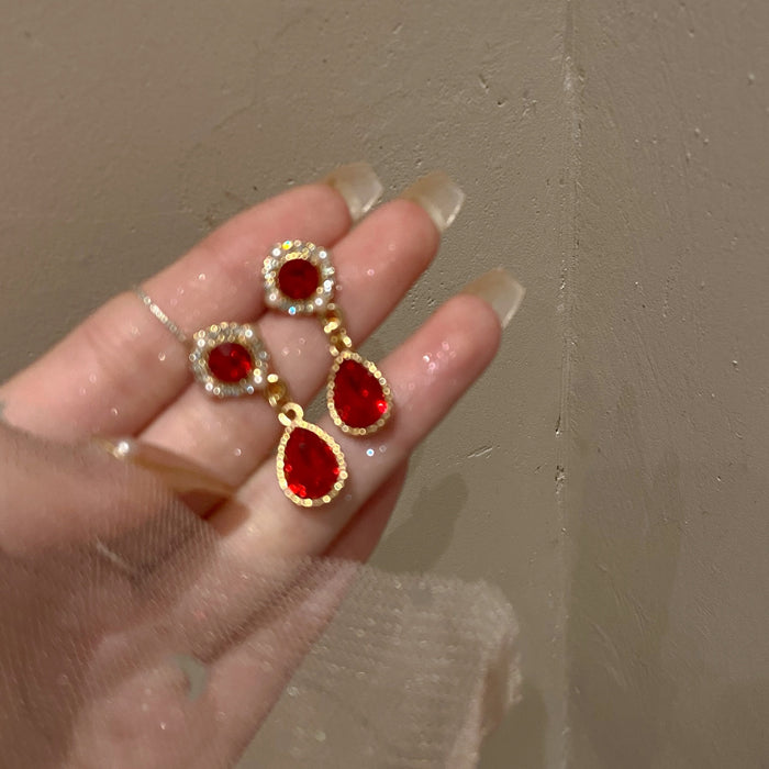 Wholesale Ruby Drop Earrings JDC-ES-WuN005