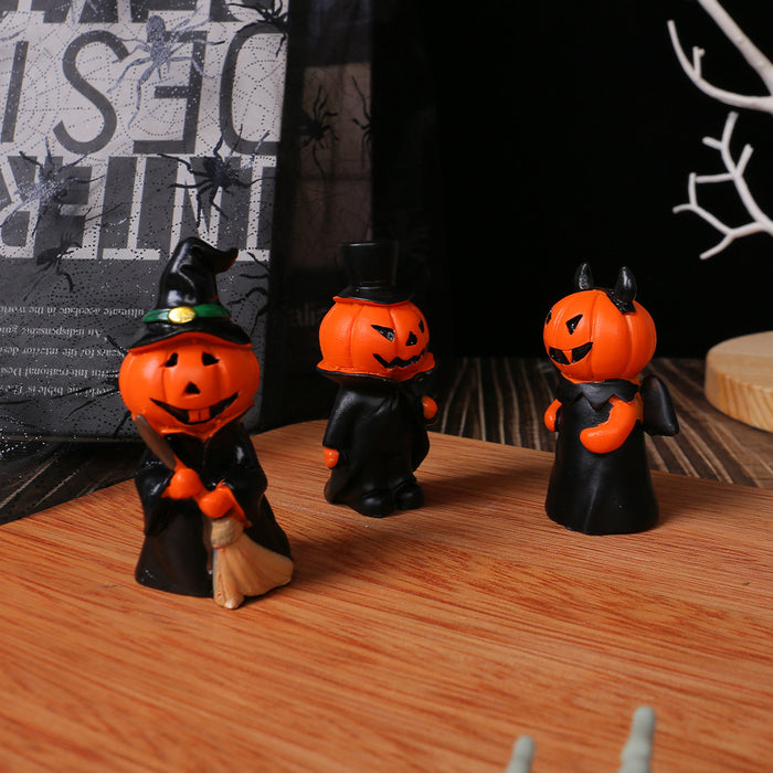 Wholesale Mini Pumpkin Little Devil Gentleman Doll suit Home Party Desktop Resin Craft Ornaments