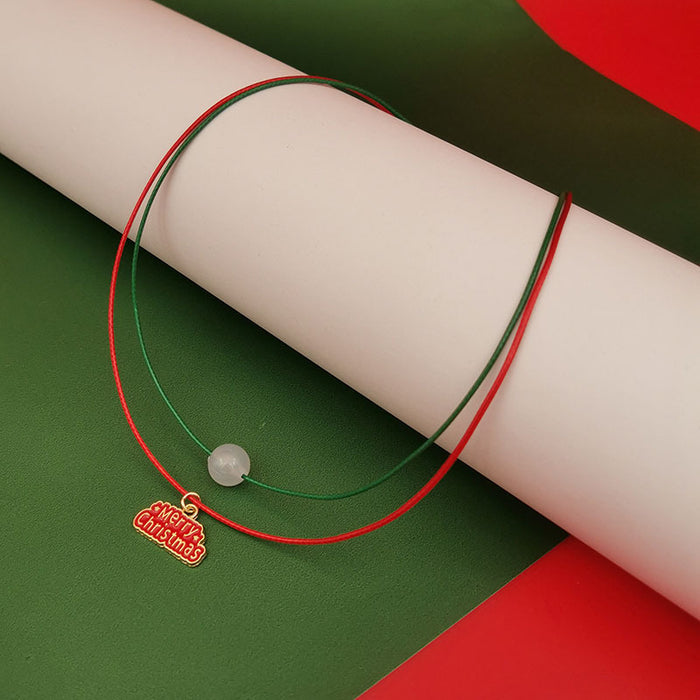 Wholesale Luminous Christmas Necklace Elderly Bell Tree Reindeer Snowflake Christmas Luminous Double-Layer Clavicle Chain