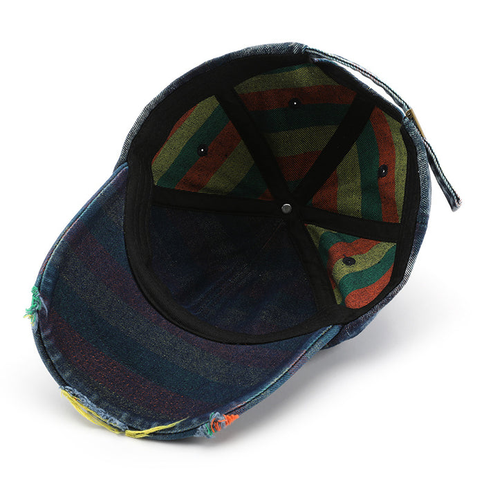 Wholesale Personalized and fashionable washed denim baseball cap with holes, outdoor