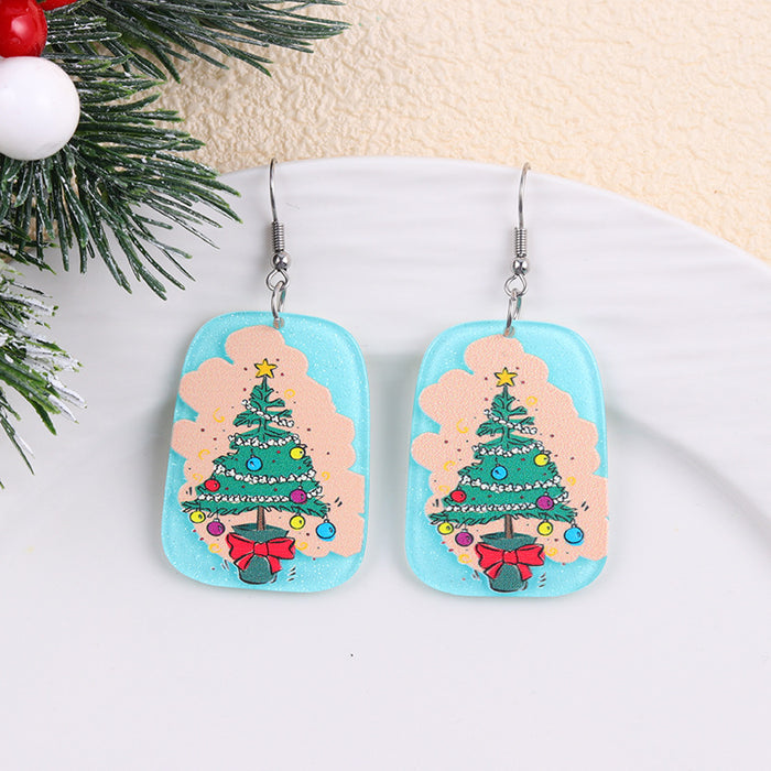 Wholesale Christmas Print Geometric Acrylic Earrings