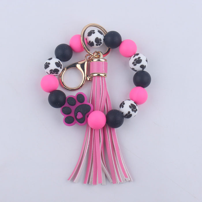 Wholesale silicone bead bracelet wrist keychain