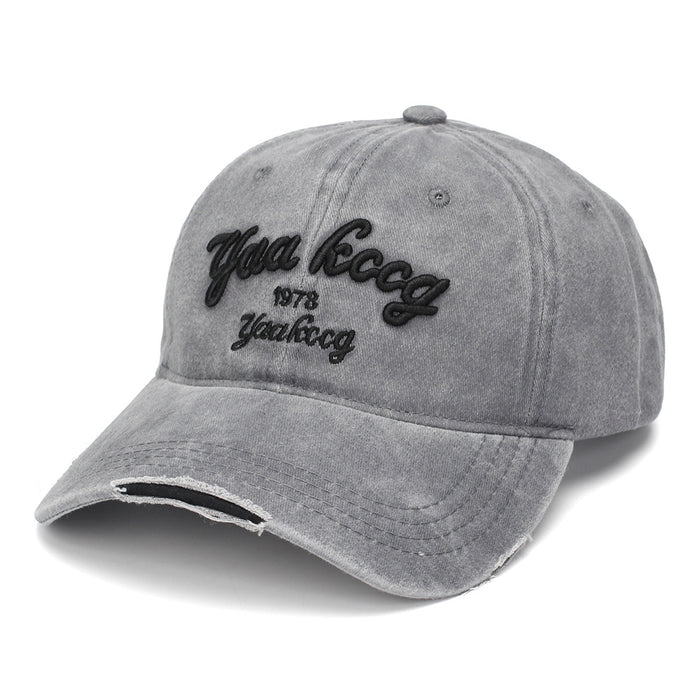 Wholesale Vintage Distressed Baseball Cap,  Embroidered Curved Brim,  Unisex Street Style Sun Hat for Fashion Accessory Resale