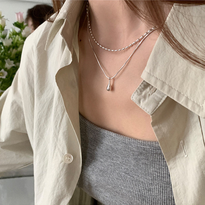 Wholesale Simple and versatile double layered necklace for women with a cold and aloof style, personalized temperament, high-end feeling, collarbone chain, neck chain