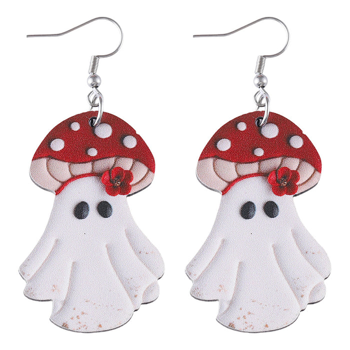 Wholesale  Cute Ghost Pendant Ear Wooden Gothic Double-sided Ear Jewelry