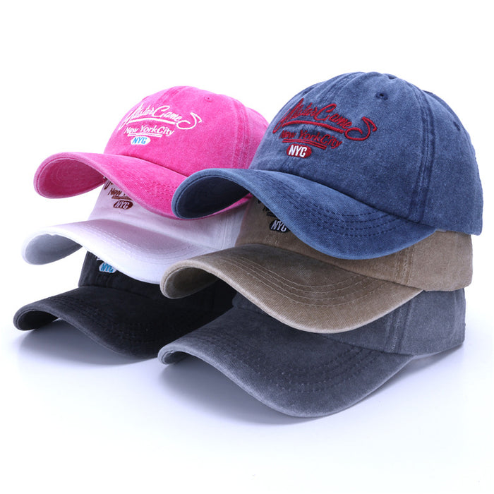 Wholesale Washed cotton baseball cap, retro casual sports duckbill cap, embroidered letter men's and women's hats