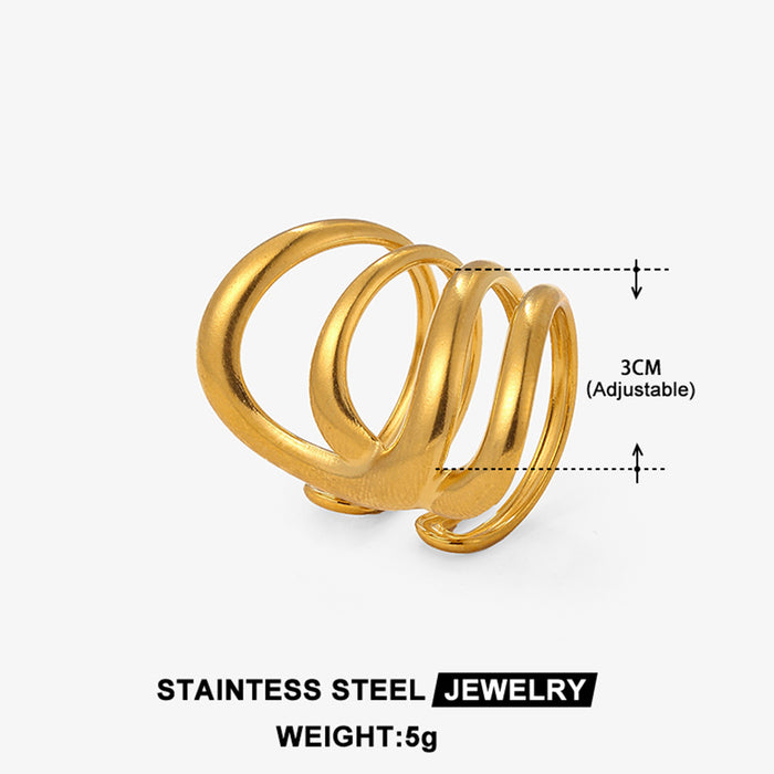 Wholesale Simple geometric irregular shaped ring with adjustable opening, titanium steel non fading ring, stainless steel open ring