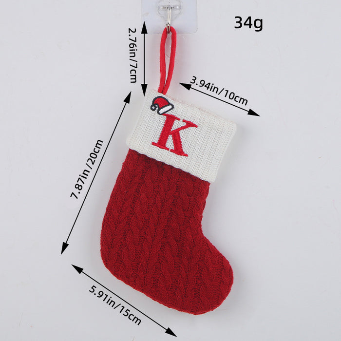 Wholesale Classic Red Letter Christmas Socks Wool Knitted Christmas Socks Festive Christmas Pendant Decoration