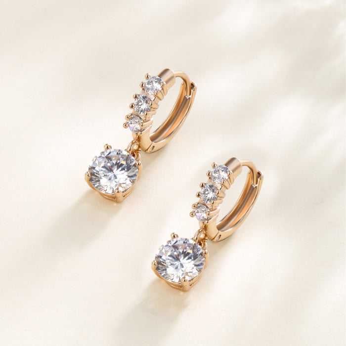 Wholesale copper alloy gold-plated six-claw zircon tassel earrings  temperament earrings for women