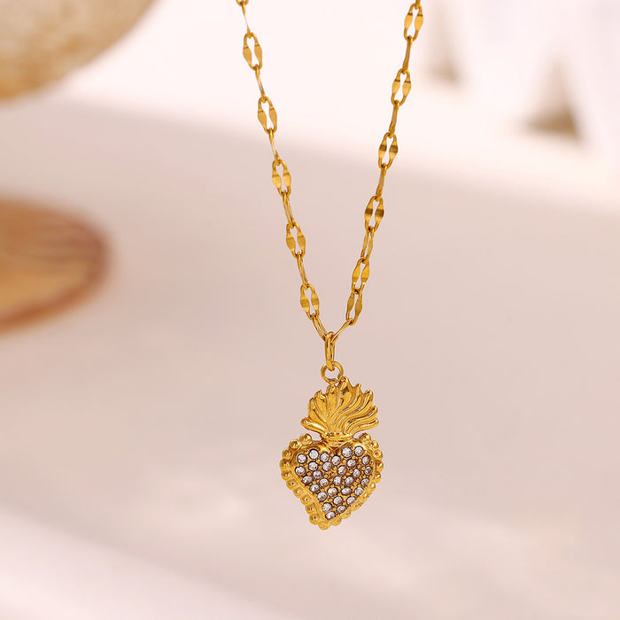 Wholesale Four-Leaf Clover Rhinestone Jewelry Set Stainless Steel Earring Necklace Ring Set