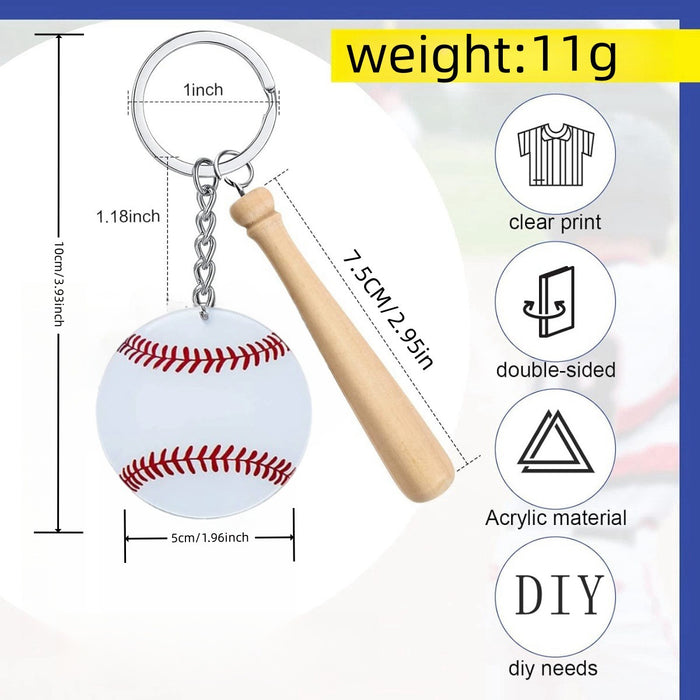Wholesale Baseball Keychain Blank DIY Kit Wooden Stick Keychain Pendant Accessories