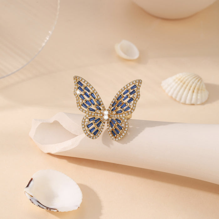 Wholesale Copper Zirconia Butterfly Ring JDC-RS-Bein001