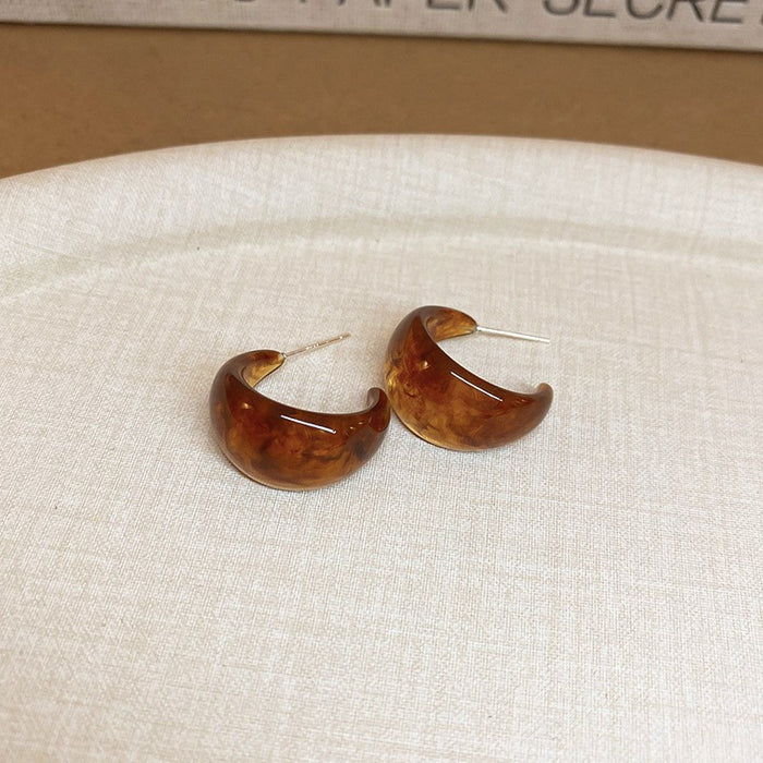 Wholesale  silver needle geometric irregular resin earrings heart earrings