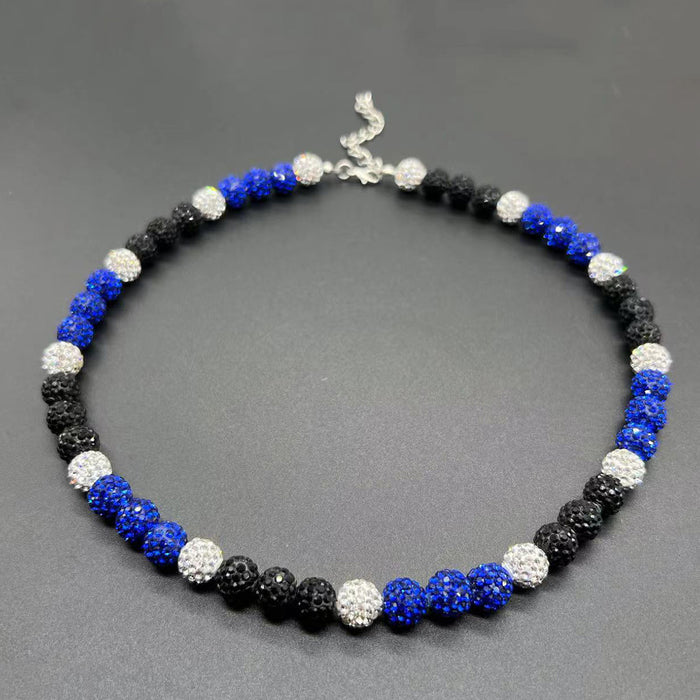 Wholesale Baseball necklace hip hop colorful diamond ball jewelry necklace