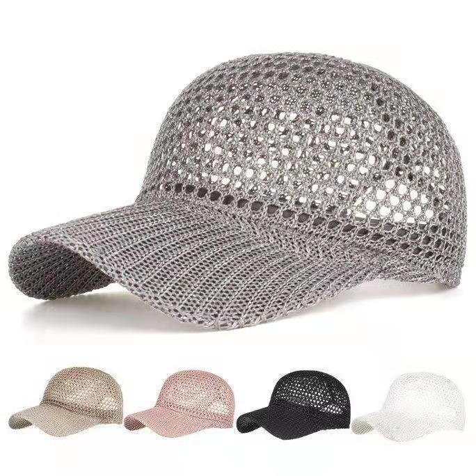 Wholesale solid color casual sun hat sunscreen cap hollow mesh cool hat summer women's hat baseball cap