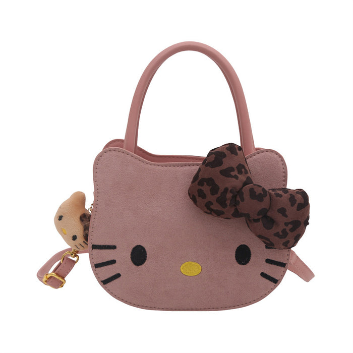 Wholesale Cute cartoon shoulder bag with leopard print bow.