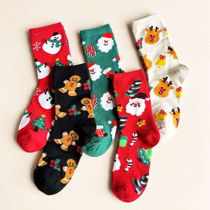Wholesale 5pcs Autumn and winter fashion Christmas stockings  elk snowman gingerbread man cartoon stockings