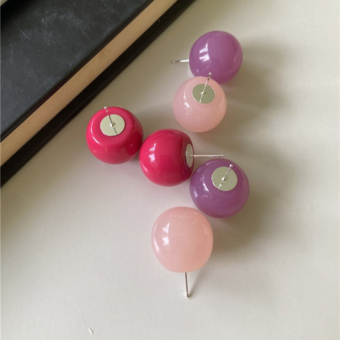 Wholesale New Colored Candy Ball Earrings Silver Needle Temperament Round Earrings Earrings