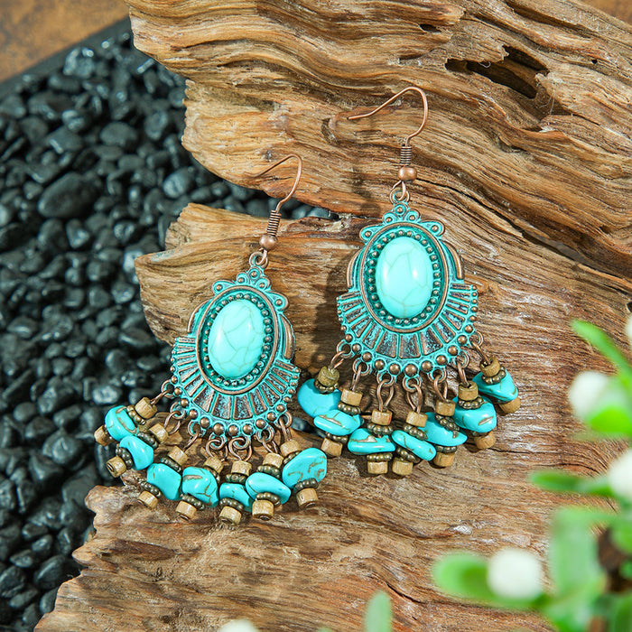 Wholesale Zinc Alloy Bohemian Turquoise Earring Set Fashion Jewelry Accessory MOQ≥2