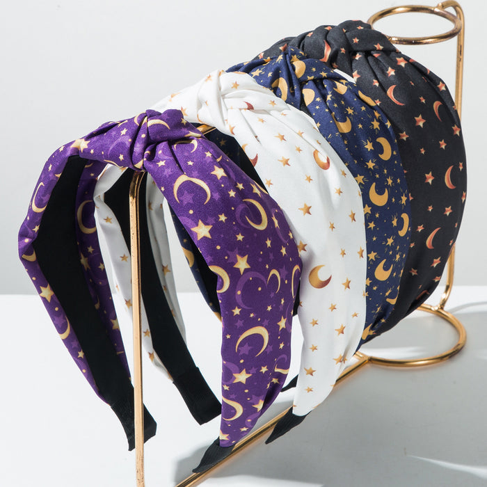 Wholesale Fabric knotted star and moon print headband